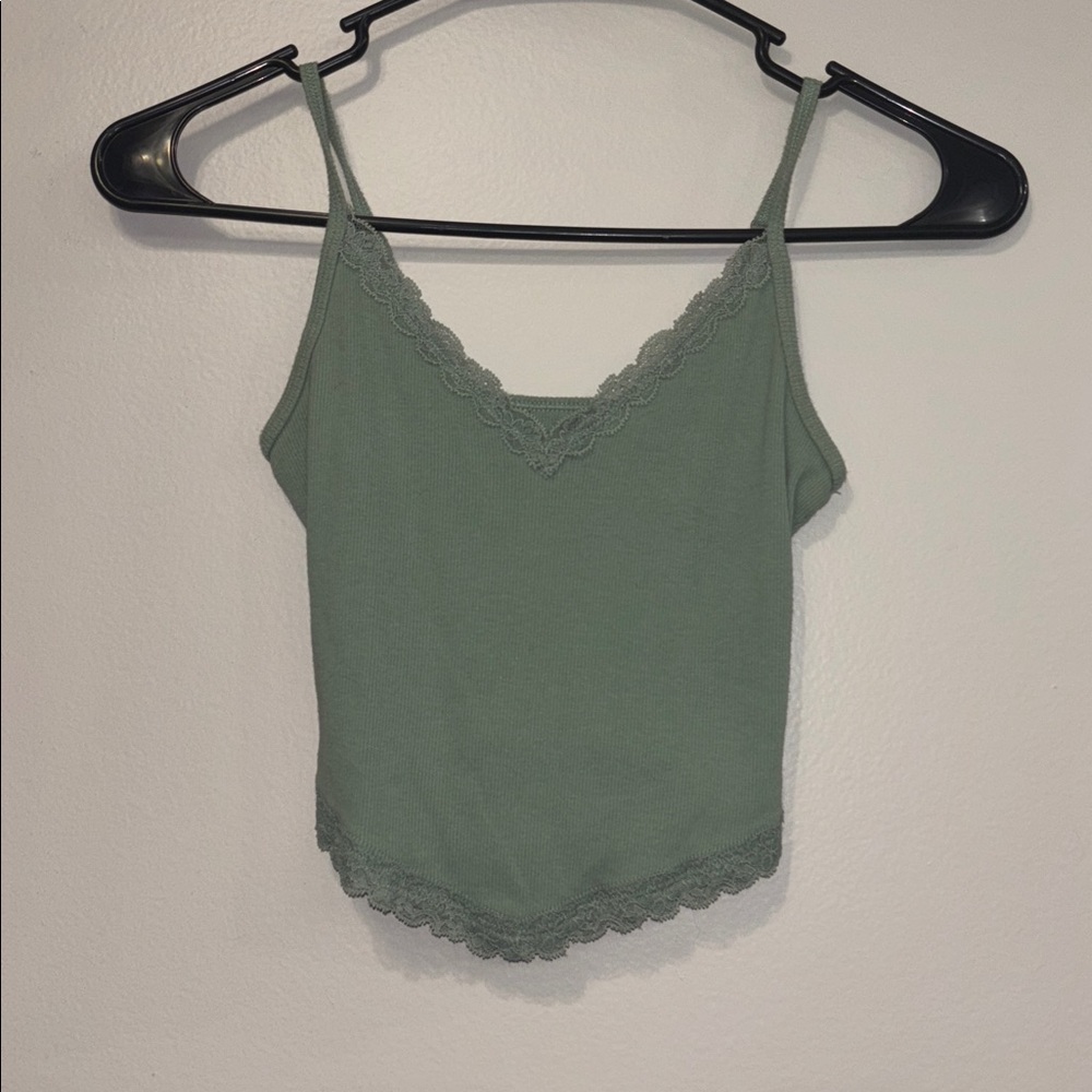 Hollister Mint Green Lace Trim Cami Top